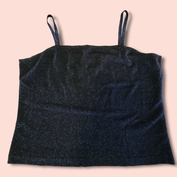 Y2k navy sparkle camisole crop top medium - Picture 1 of 3